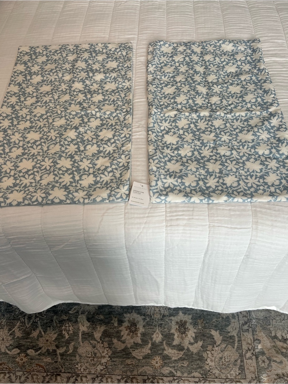 Pottery Barn Blue and White Floral Pillow Shams